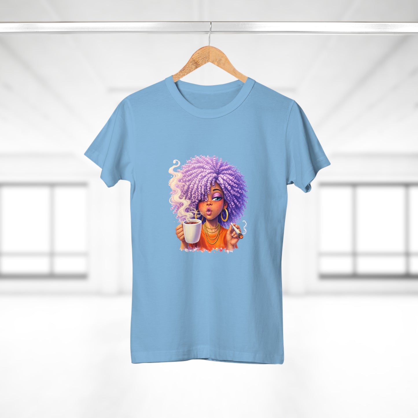 Women's T-Shirt — Afro Puff Coffee Girl Graphic Tee