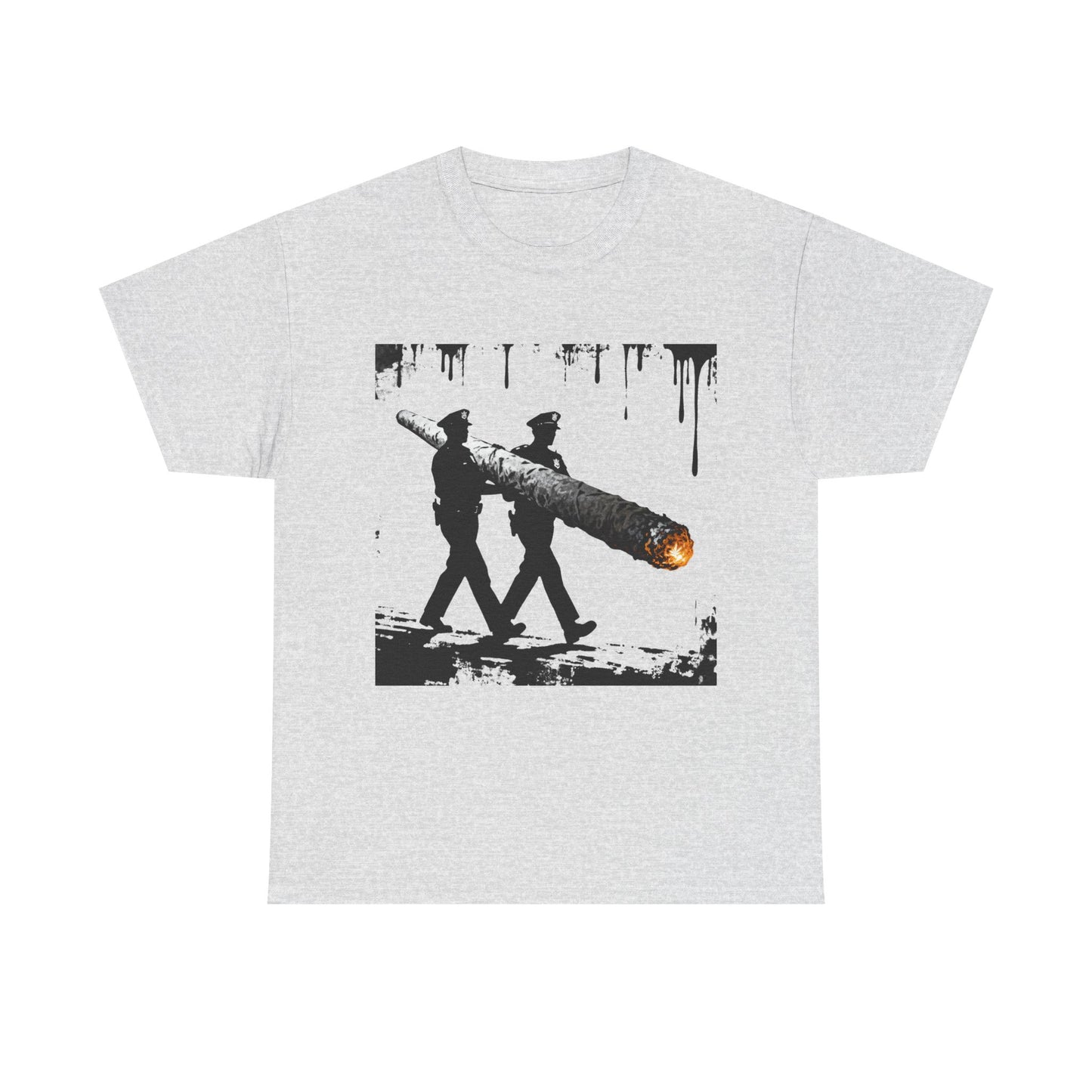 Graphic Tee — Police Carrying a Giant Burning Cigar Street Art Design