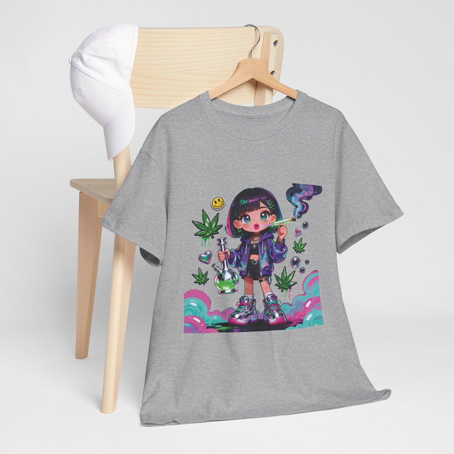 Graphic Tee — Cute Grunge Girl with 420 Art (Kawaii Stoner Aesthetic)