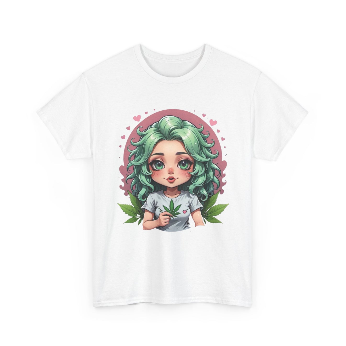 Plant Girl Cute Tee — Green Hair Anime Girl Graphic T-Shirt