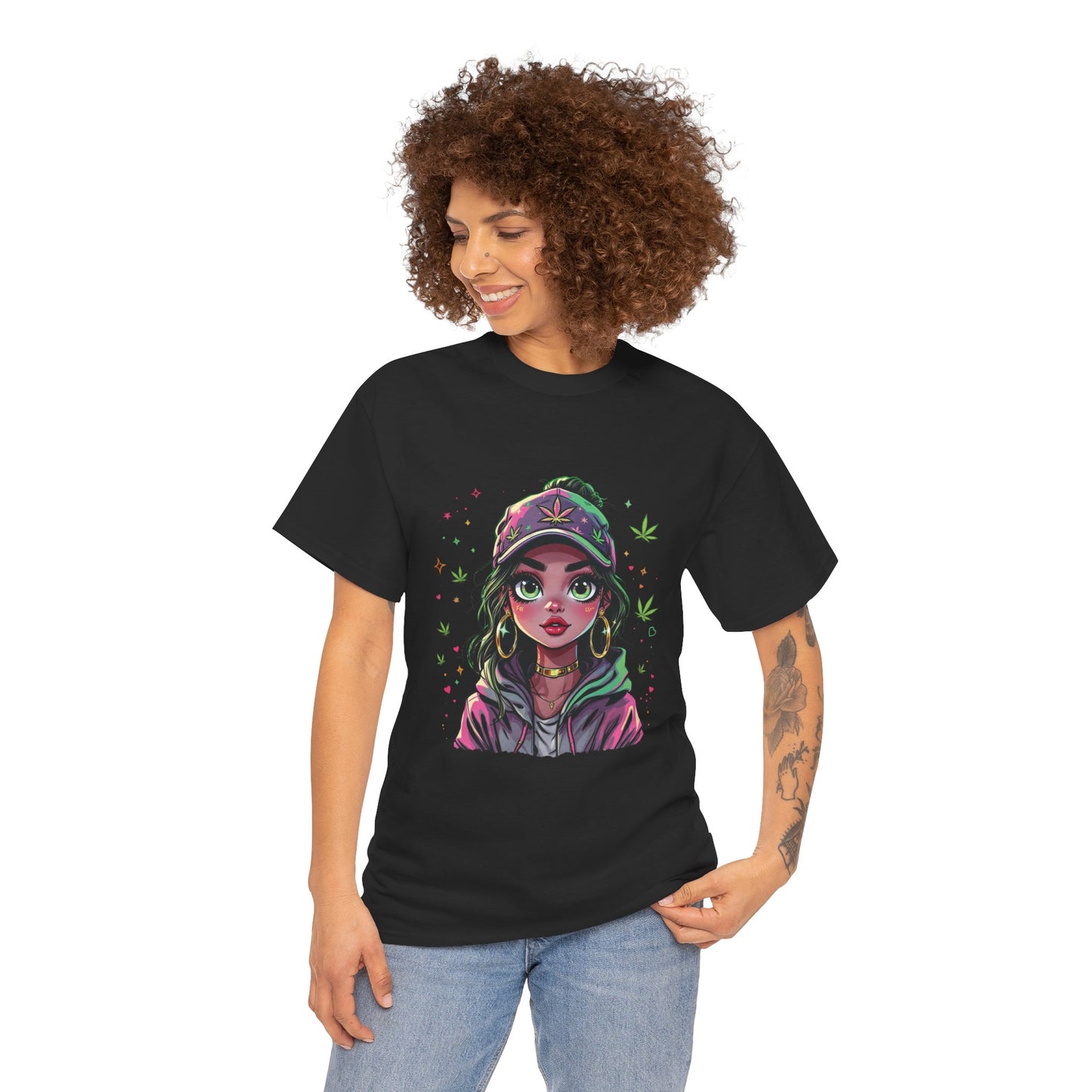 Weed Girl Graphic Tee — Cute Stoned Girl Illustration T-Shirt