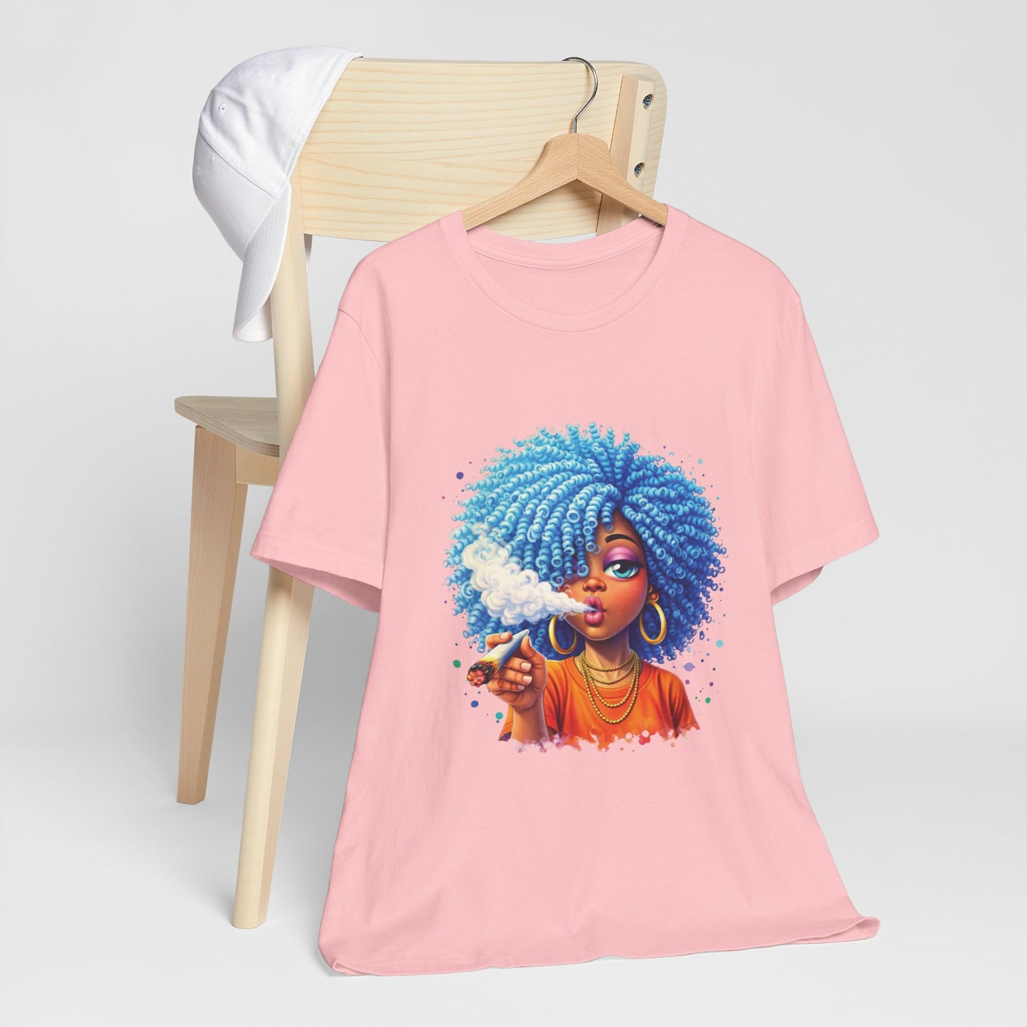 Afro Puff Vibes T-Shirt — Cool Blue Hair Graphic Tee