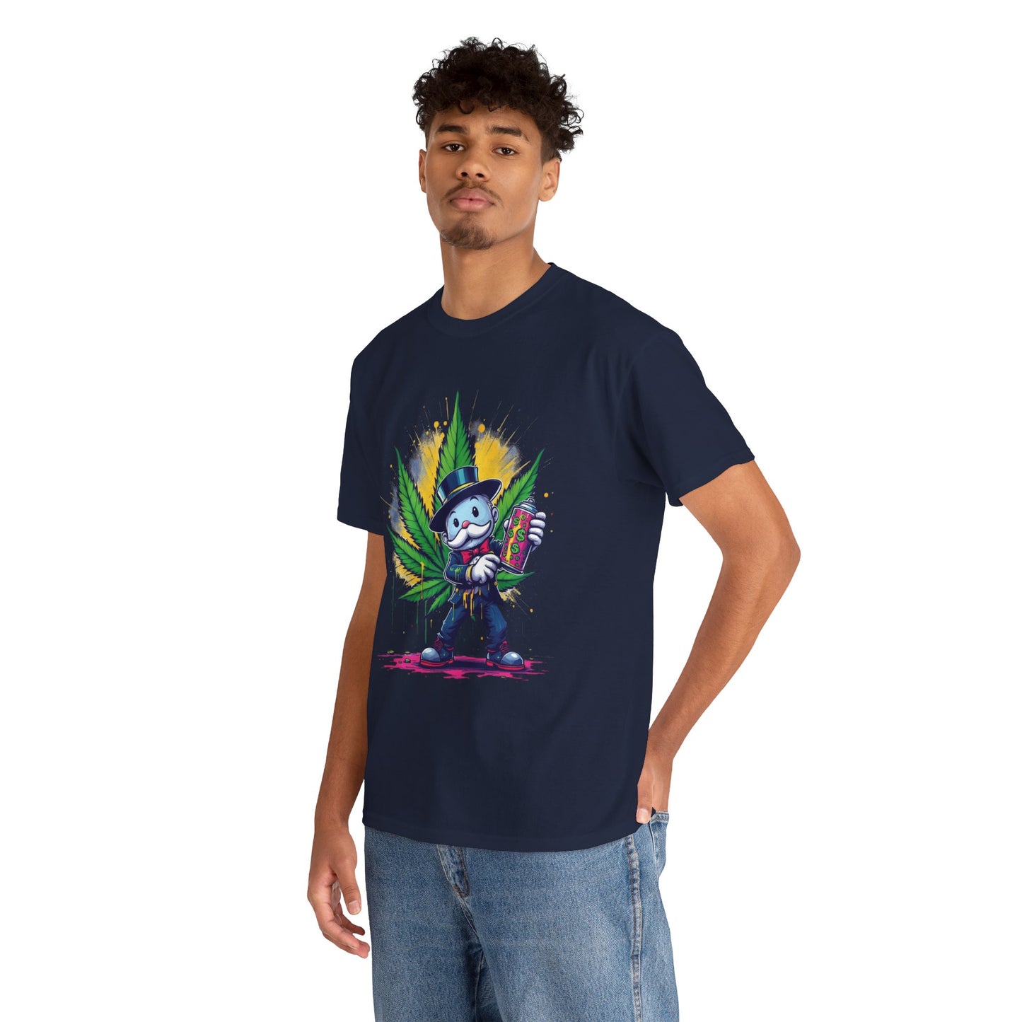Cute Stoner Holiday Tee with Leaf and Spray Can