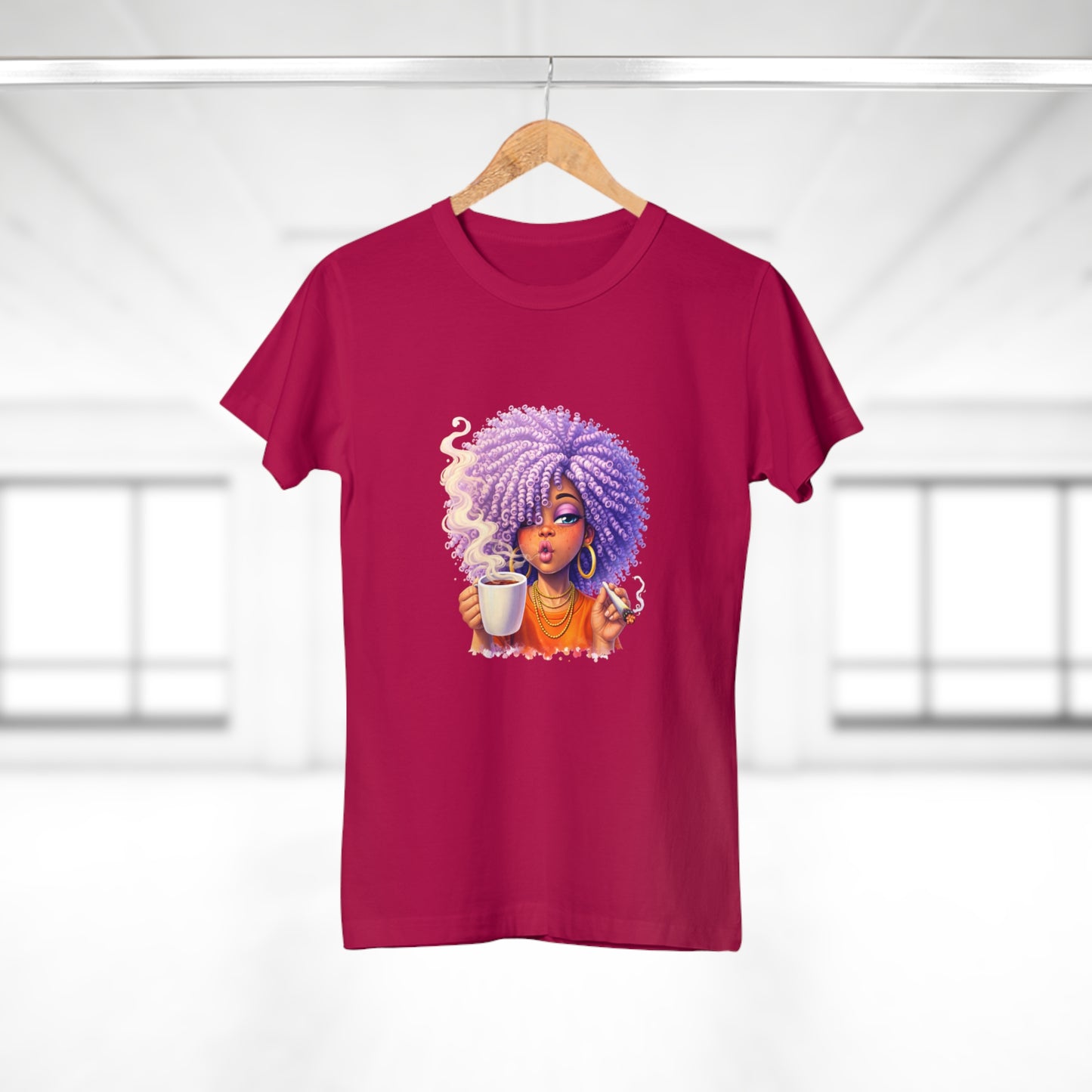 Women's T-Shirt — Afro Puff Coffee Girl Graphic Tee