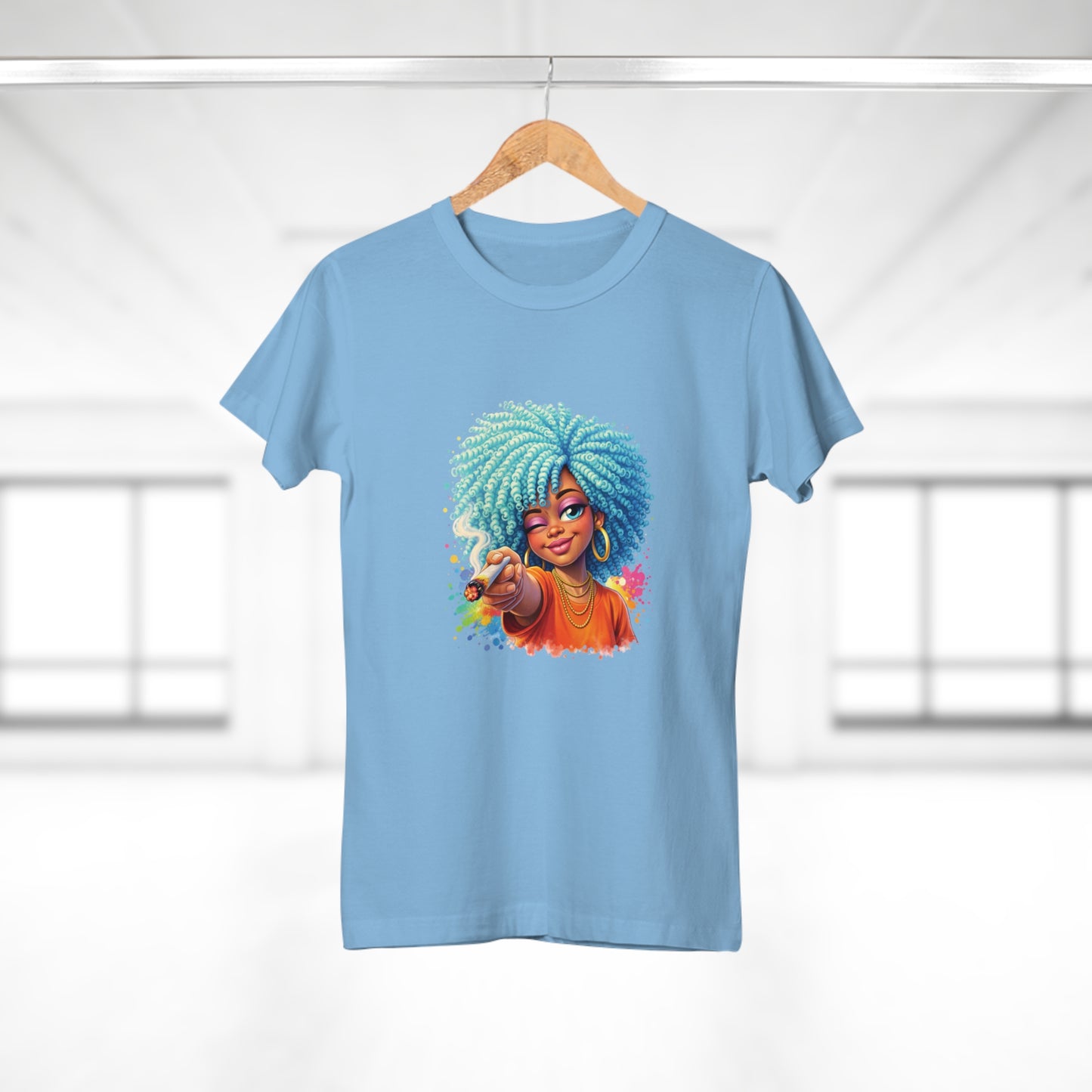 Afro Girl Pointing Graphic T-Shirt — Colorful Natural Hair Illustration Tee
