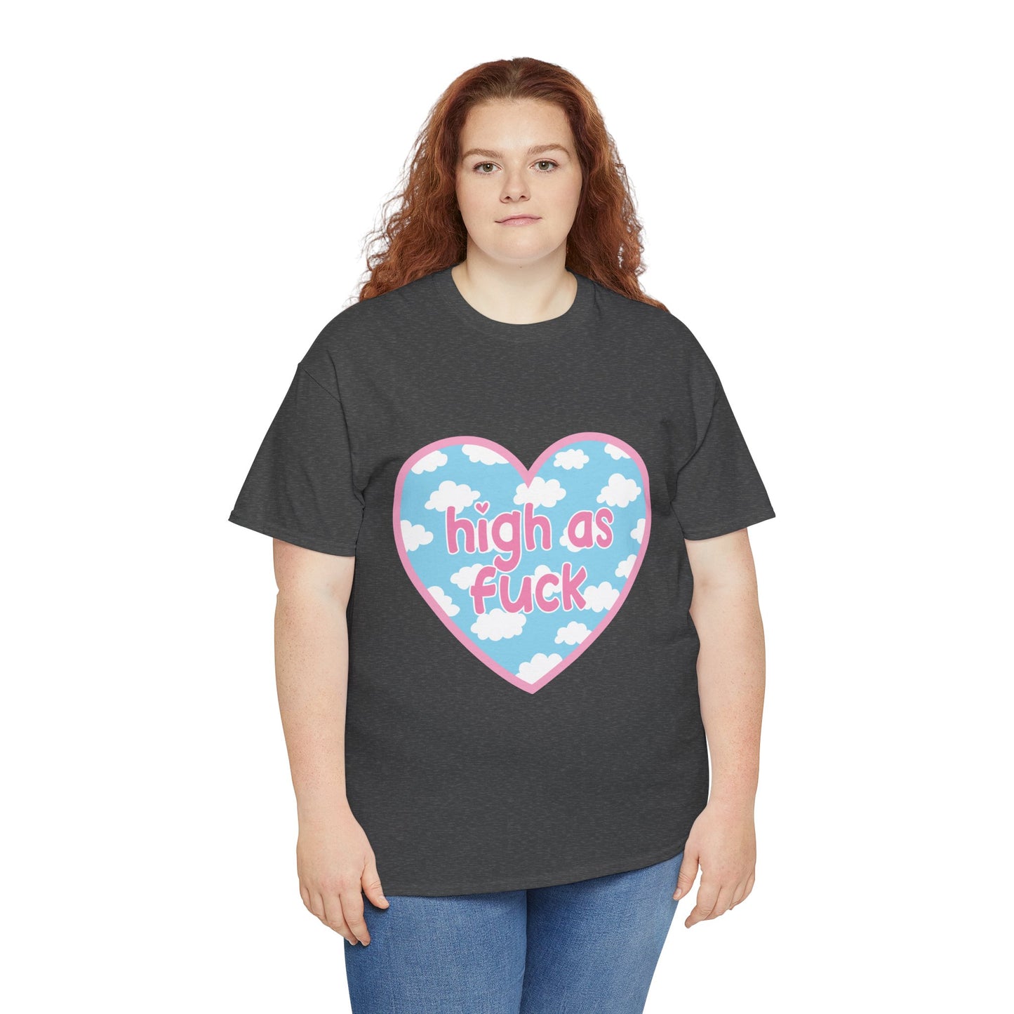High as F*** Heart Tee — Cute Pastel Cloud Graphic T-Shirt
