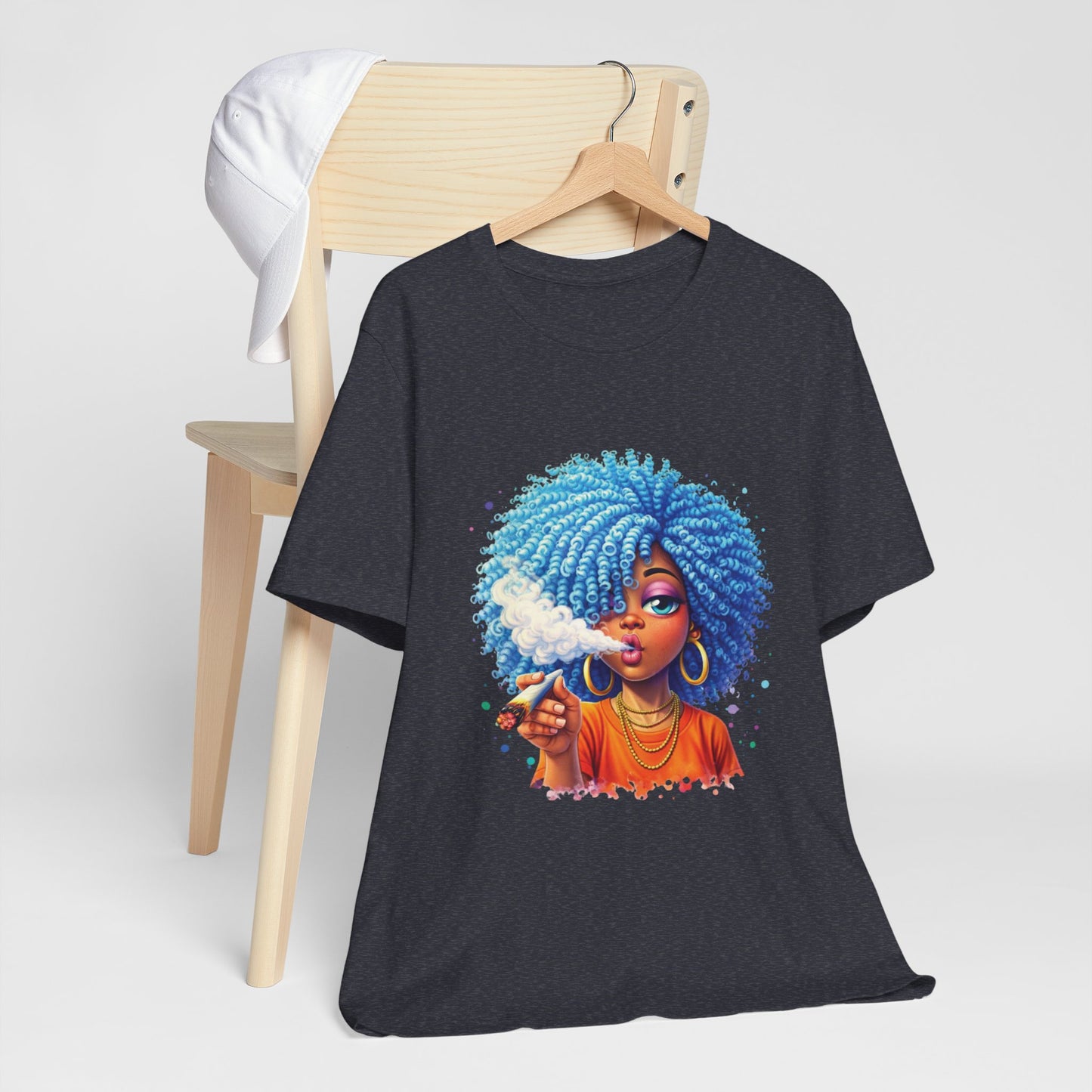 Afro Puff Vibes T-Shirt — Cool Blue Hair Graphic Tee