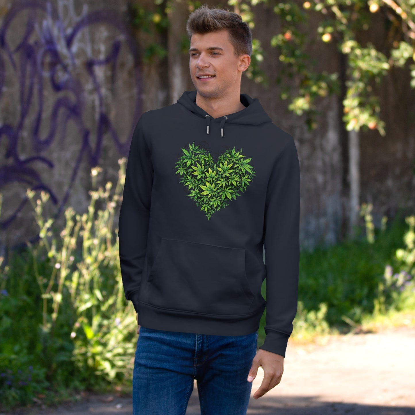 Green Heart Hoodie — 'Take the High Road' Green Heart Leaf Hoodie