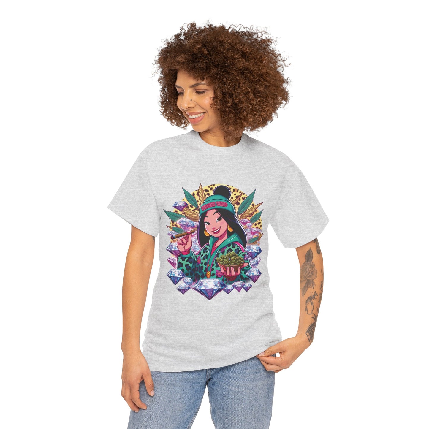 Mulan Floral Portrait T‑Shirt — Vibrant Asian Princess Illustration Tee