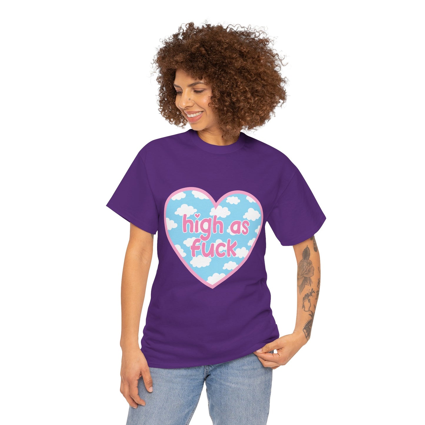 High as F*** Heart Tee — Cute Pastel Cloud Graphic T-Shirt