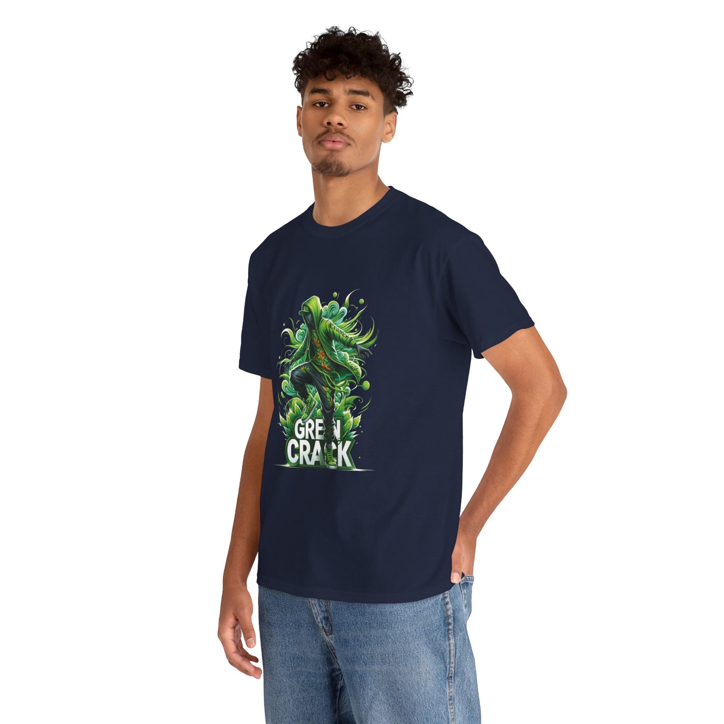 Green Crack Skateboarder T-Shirt — Urban Skate Tee with 'GREEN CRACK' Graphic