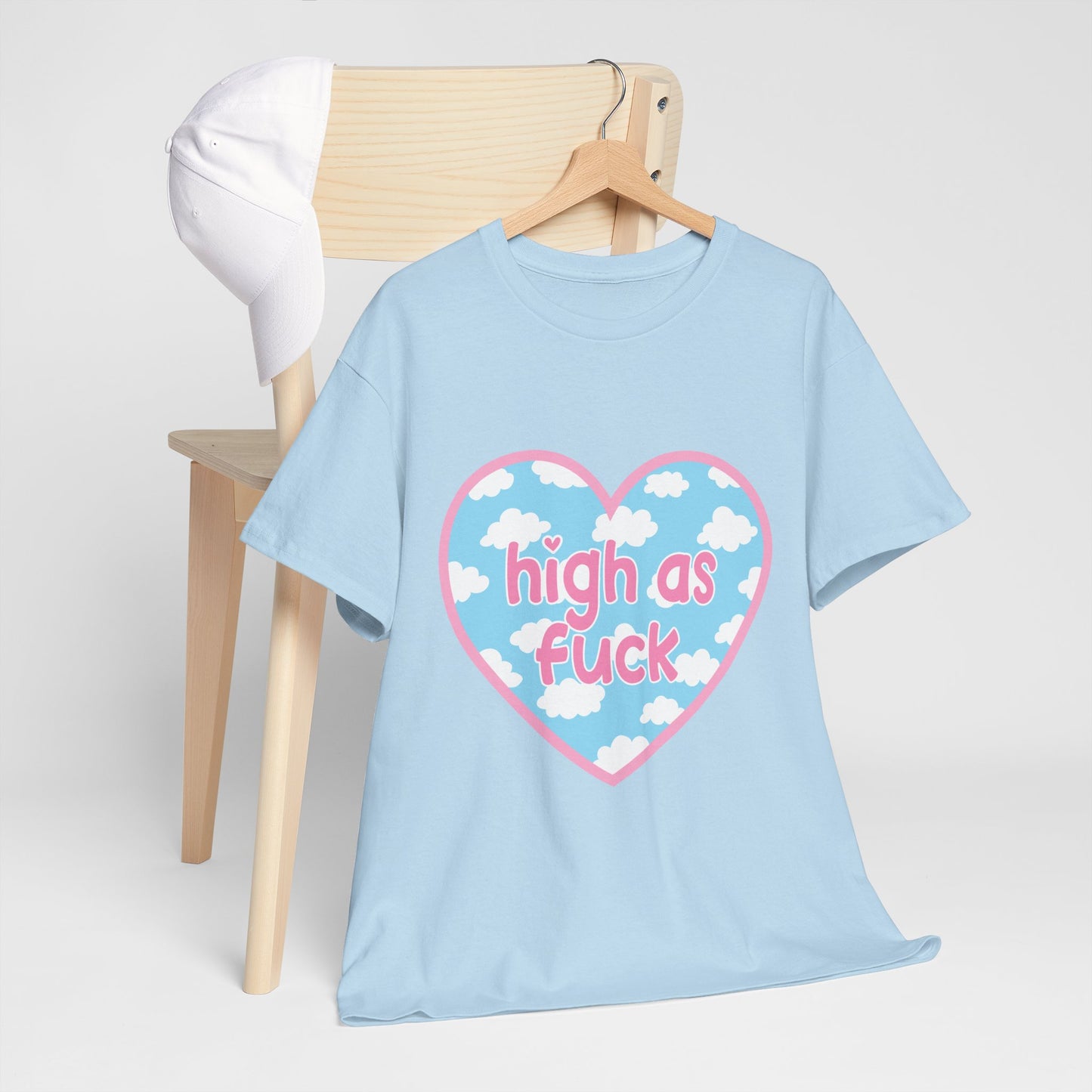 High as F*** Heart Tee — Cute Pastel Cloud Graphic T-Shirt