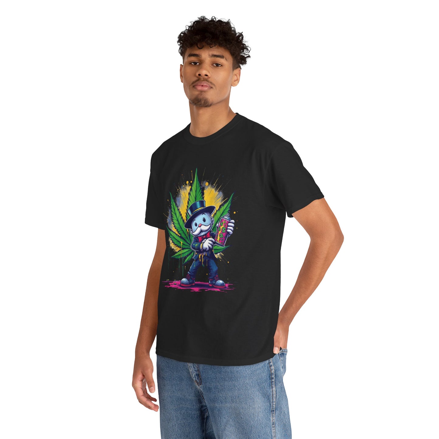Cute Stoner Holiday Tee with Leaf and Spray Can