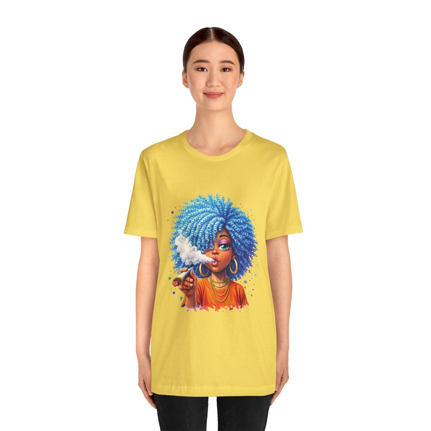 Afro Puff Vibes T-Shirt — Cool Blue Hair Graphic Tee