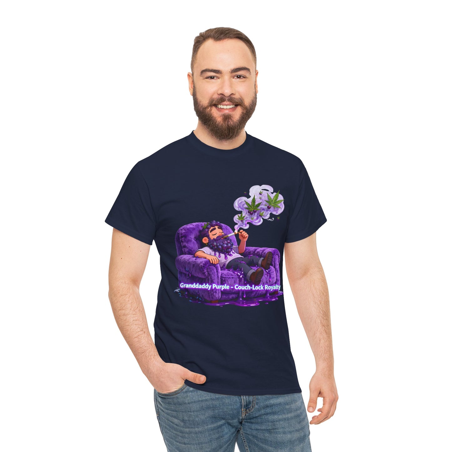 Couchlock Purple T‑Shirt — 'Couchlock Purple • Couch Back Slayin'' Relaxed Weed Vibe Tee