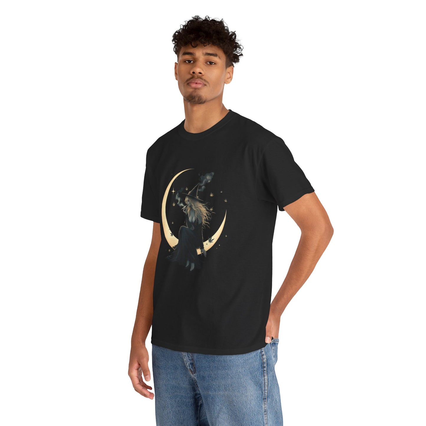 Moon Witch T‑Shirt — Mystical Crescent Moon Witch Graphic Tee