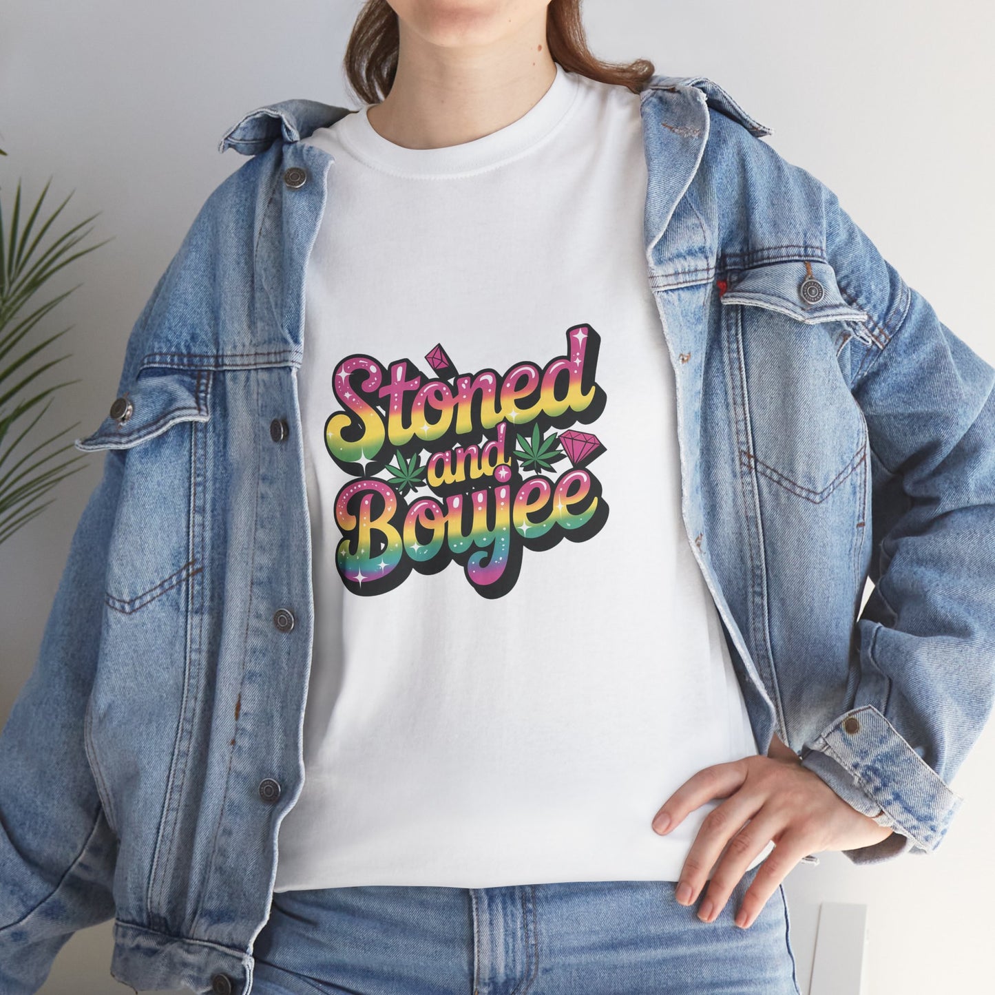 T-Shirt — "Stoned and Boujee" Colorful Retro Graphic Tee
