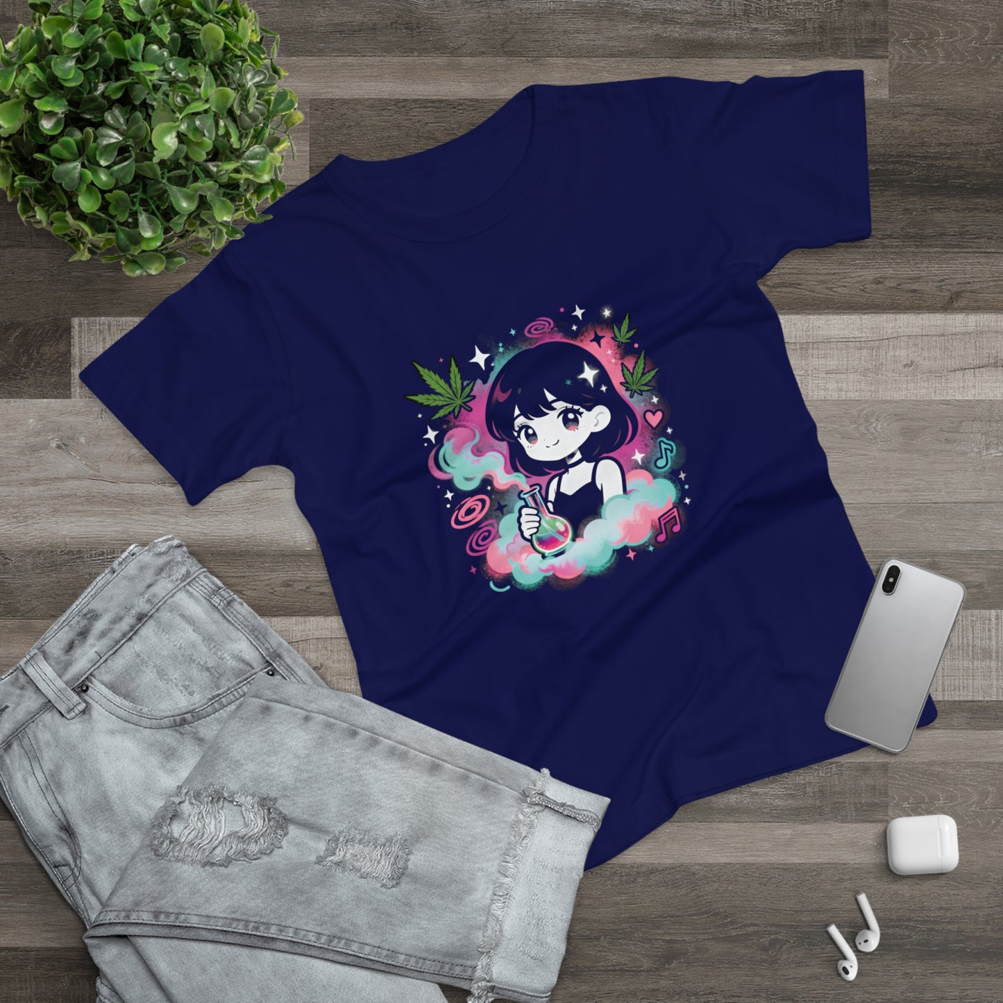 Anime Girl Puff Graphic T-Shirt — Cute 420 Vapor Aesthetic Tee