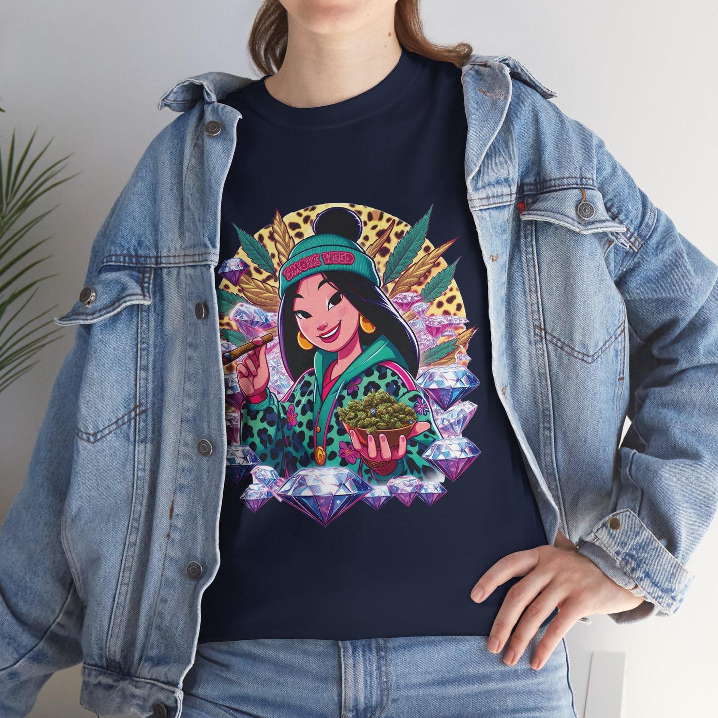 Mulan Floral Portrait T‑Shirt — Vibrant Asian Princess Illustration Tee