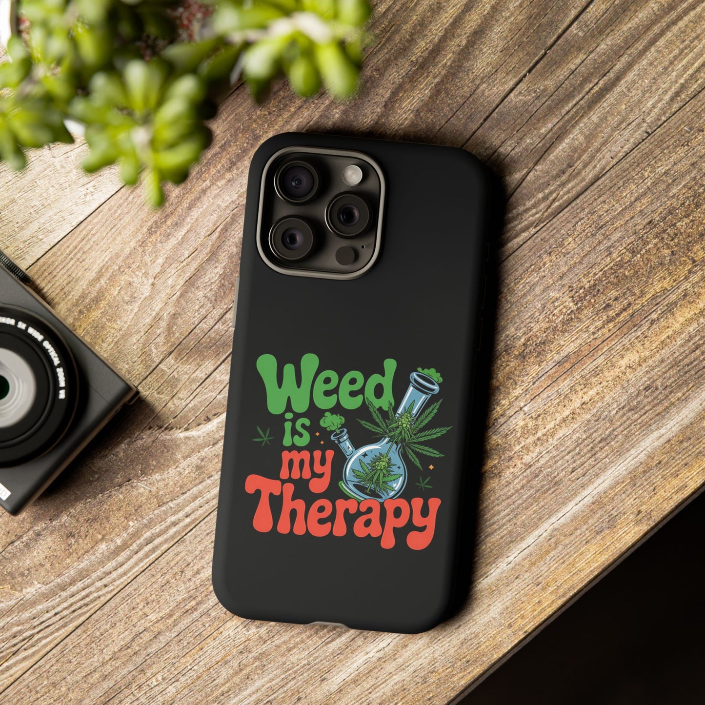 Phone Case — "Weed Is My Therapy" Retro Cannabis Design