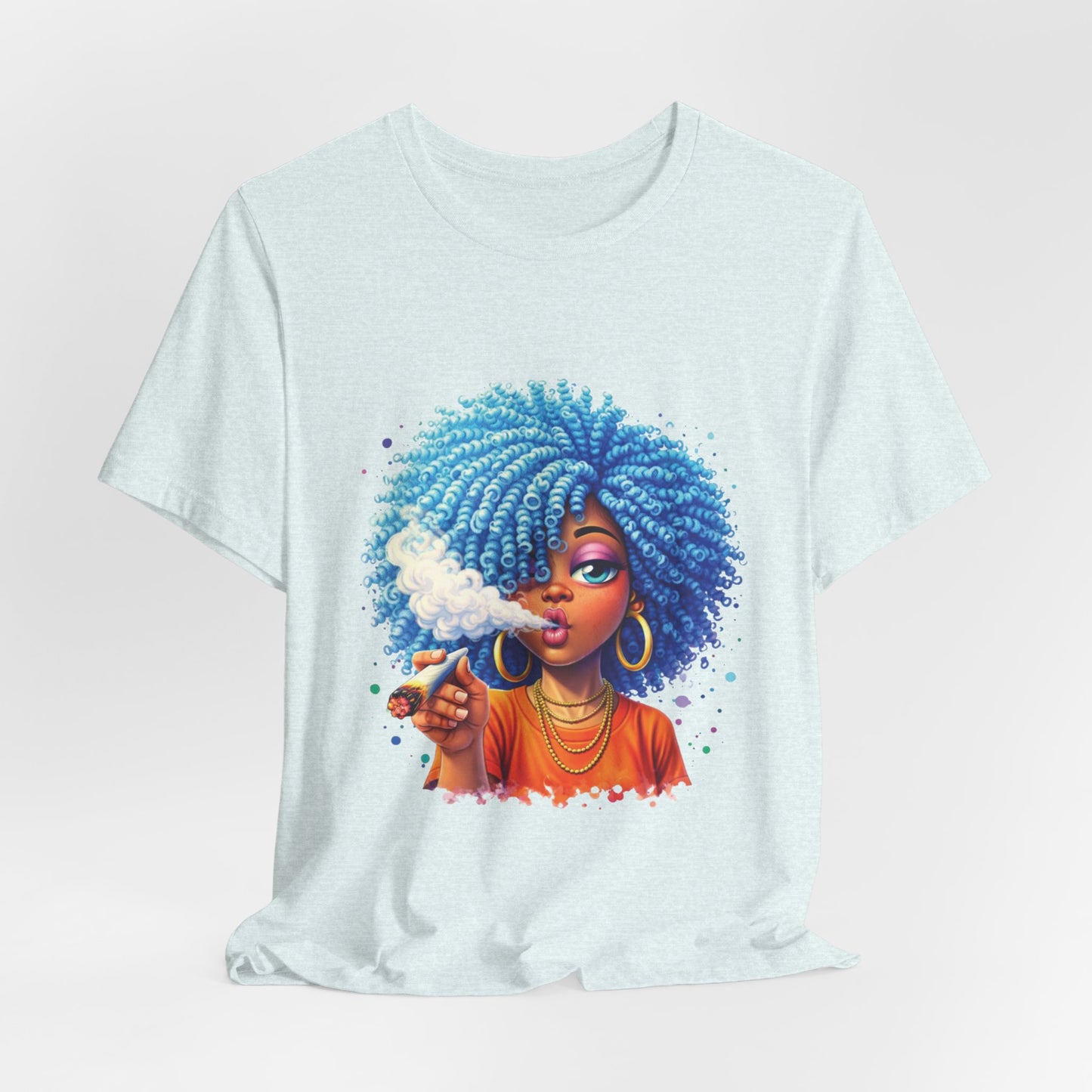 Afro Puff Vibes T-Shirt — Cool Blue Hair Graphic Tee