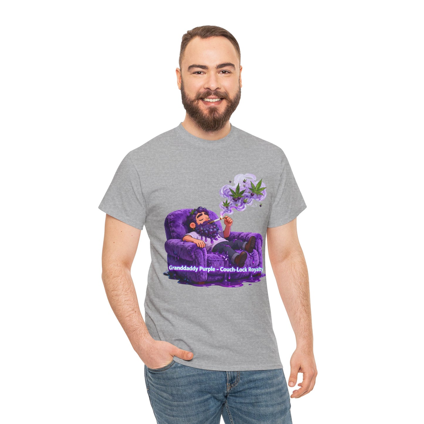Couchlock Purple T‑Shirt — 'Couchlock Purple • Couch Back Slayin'' Relaxed Weed Vibe Tee